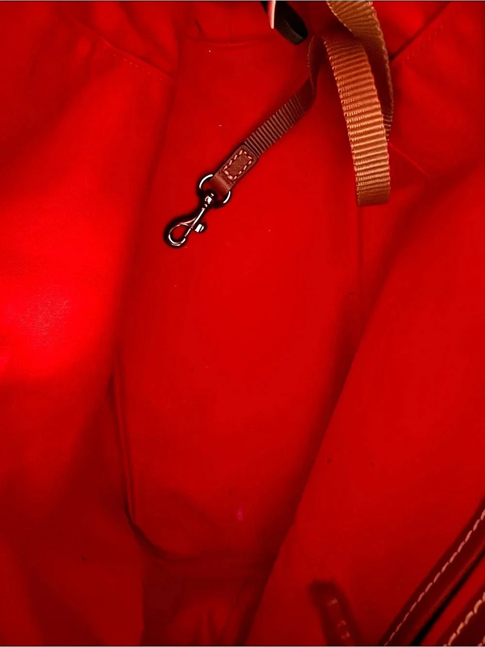 Dooney & Bourke Pebble Grain Zip Zip Satchel Red & Brown Like New